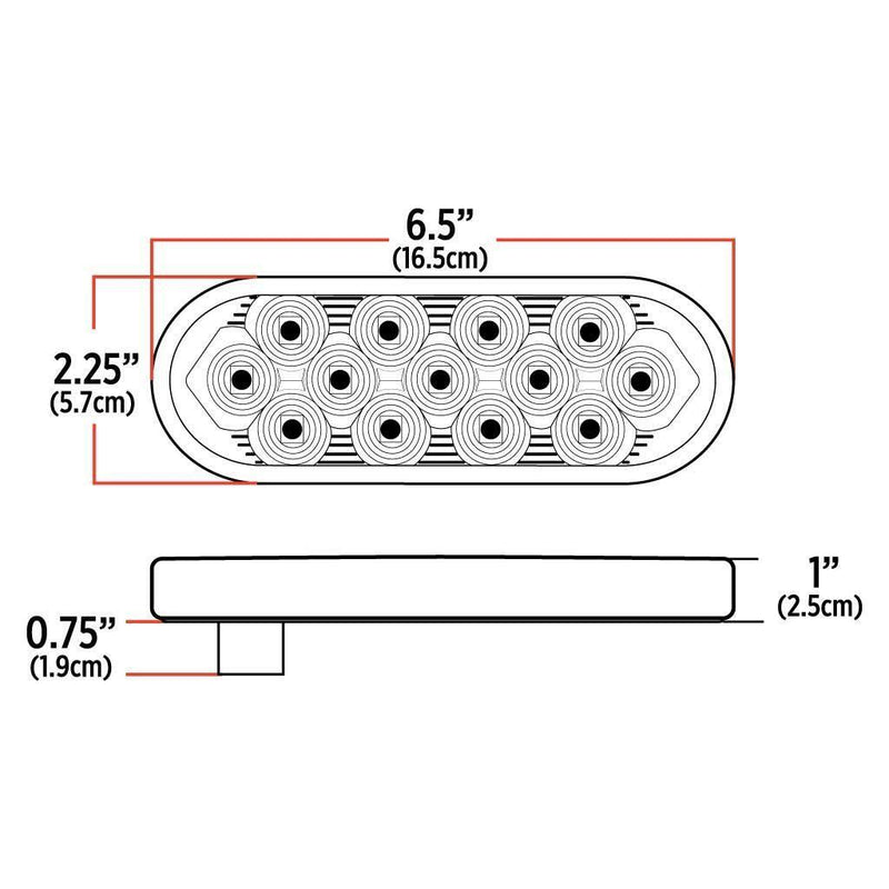 TLED-OBMW Oval Mirror White Back-Up LED (13 Diodes) BACK UP Light Gray