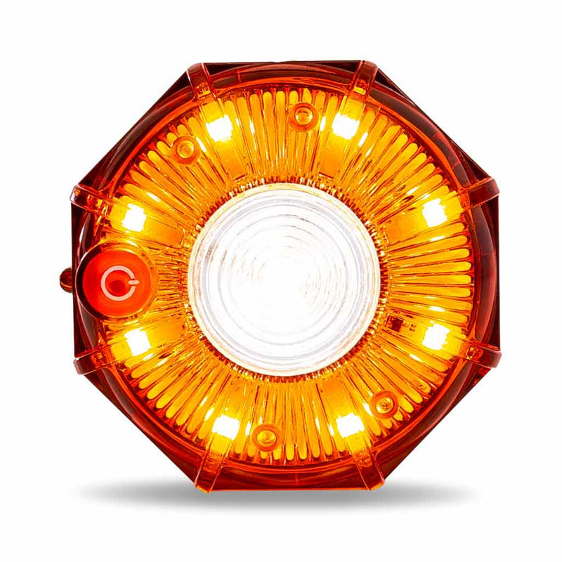 TLED-OC1A 3" Dual Color Amber/White Portable/Magnetic/Hangable Hazard LED Light – 9 Diodes STROBE Dark Red