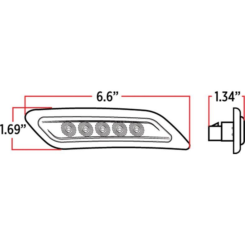 TLED-P100AG Amber to Green Peterbilt LED Door Light – 5 Diodes | Driver Side DOOR LIGHT Light Gray