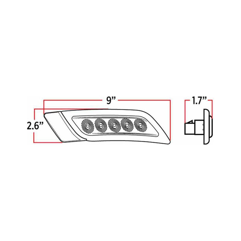 TLED-P300CA Clear Amber Peterbilt LED Fender Light – 5 Diodes | Driver Side FENDER LIGHT Dark Slate Gray
