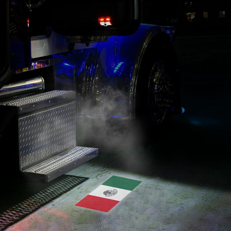 Trux LED Projector Door Light for Kenworth/Peterbilt (OEM fitment) (Choose Style) DOOR LIGHT Mexico Flag Passenger side Black