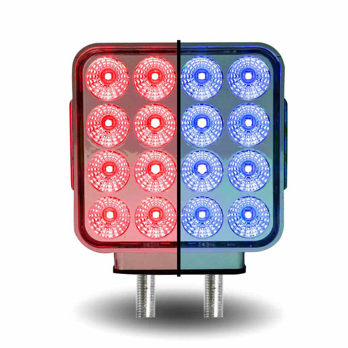 Dark Gray Dual Revolution Double Face Double Post Square LED (Amber/Red/Blue) - (44 Diodes) DOUBLE FACE