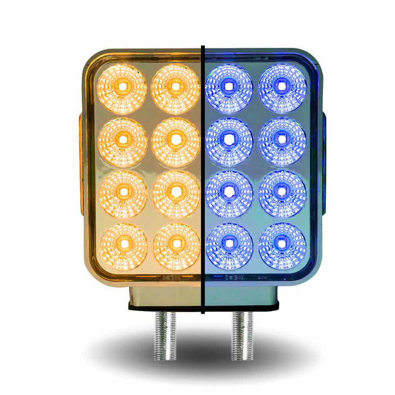 TLED-SDXB Dual Revolution Double Face Double Post Square LED (Amber/Red/Blue) - (44 Diodes) DOUBLE FACE Gray