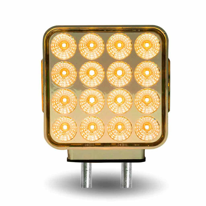 Tan Dual Revolution Double Face Double Post Square LED (Amber/Red/Blue) - (44 Diodes) DOUBLE FACE