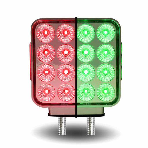 Rosy Brown Dual Revolution Double Face Double Post Square LED (Amber/Red/Green) - (44 Diodes) DOUBLE FACE