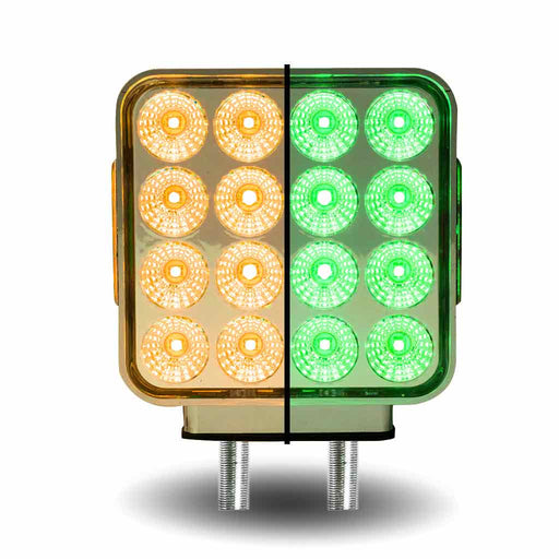 Dark Khaki Dual Revolution Double Face Double Post Square LED (Amber/Red/Green) - (44 Diodes) DOUBLE FACE