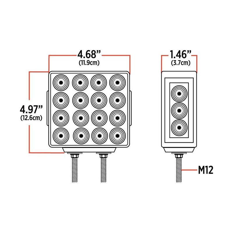 TLED-SDXG Dual Revolution Double Face Double Post Square LED (Amber/Red/Green) - (44 Diodes) DOUBLE FACE Black