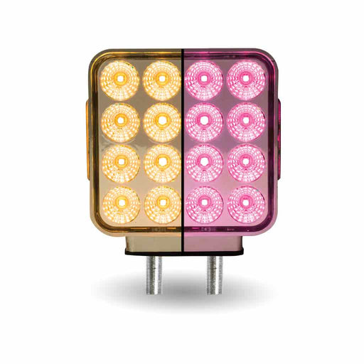 Light Pink Dual Revolution Double Face Double Post Square LED (Amber/Red/Pink) - (44 Diodes) DOUBLE FACE