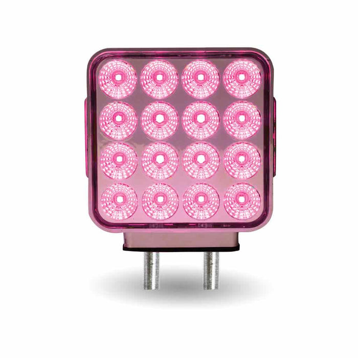 Rosy Brown Dual Revolution Double Face Double Post Square LED (Amber/Red/Pink) - (44 Diodes) DOUBLE FACE