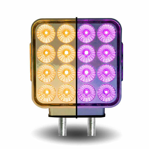 Gray Dual Revolution Double Face Double Post Square LED (Amber/Red/Purple) - (44 Diodes) DOUBLE FACE