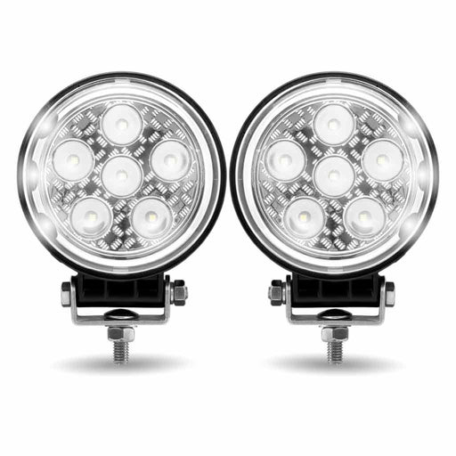 Light Gray TLED-U102 4.5″ Radiant Series Round LED Work Lamps (Pair) – Combination Spot & Flood Beam | 4300 Lumens (Each) Work light