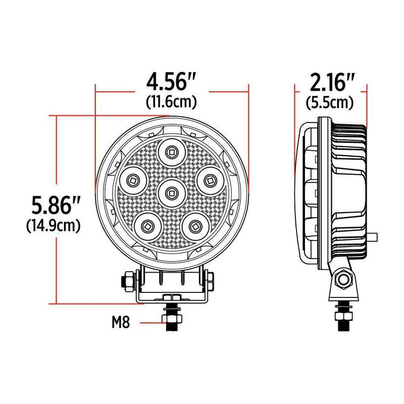 TLED-U103 4.5″ Radiant Series Round LED Work Lamp – Combination Spot & Flood Beam | 3000 Lumens Work light Black