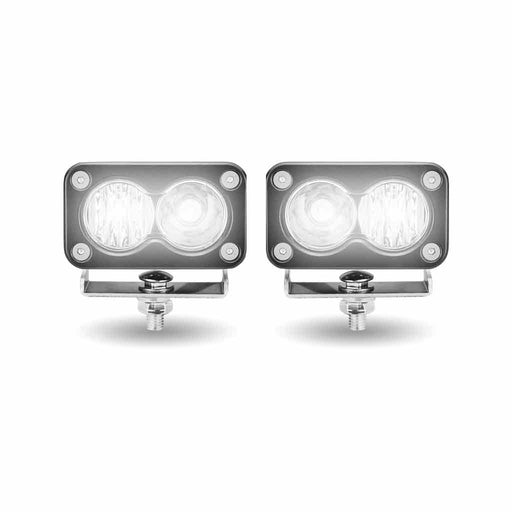 Light Gray Mini Rectangular Flood/Spot Combo Worklights (2 Diodes) - Pair - 1000 Lumens Work light