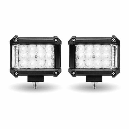 Light Gray Cube Worklight with Amber Side Strobe (19 Diodes) - Pair - 3600 Lumens Work light