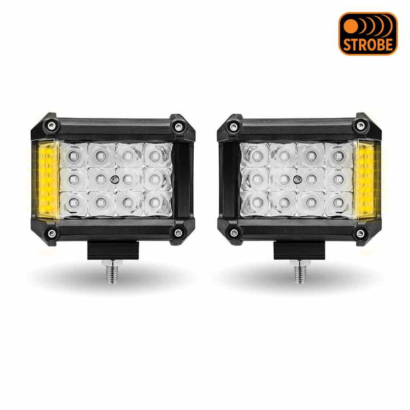 TLED-U106 Cube Worklight with Amber Side Strobe (19 Diodes) - Pair - 3600 Lumens Work light Dark Slate Gray
