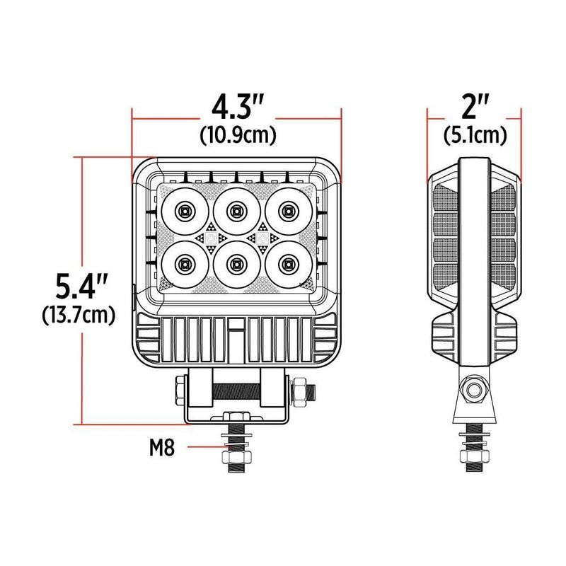TLED-U116 Double Face Radiant Series LED Work Lamp – Spot & Flood Combination | 2200 Lumens Work light Light Gray