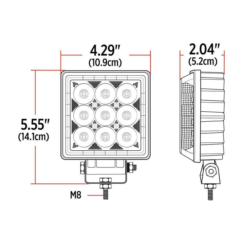 TLED-U120 4.25″ Radiant Series Square LED Work Lamp – Spot & Flood Combo | 4000 Lumens Work light Black