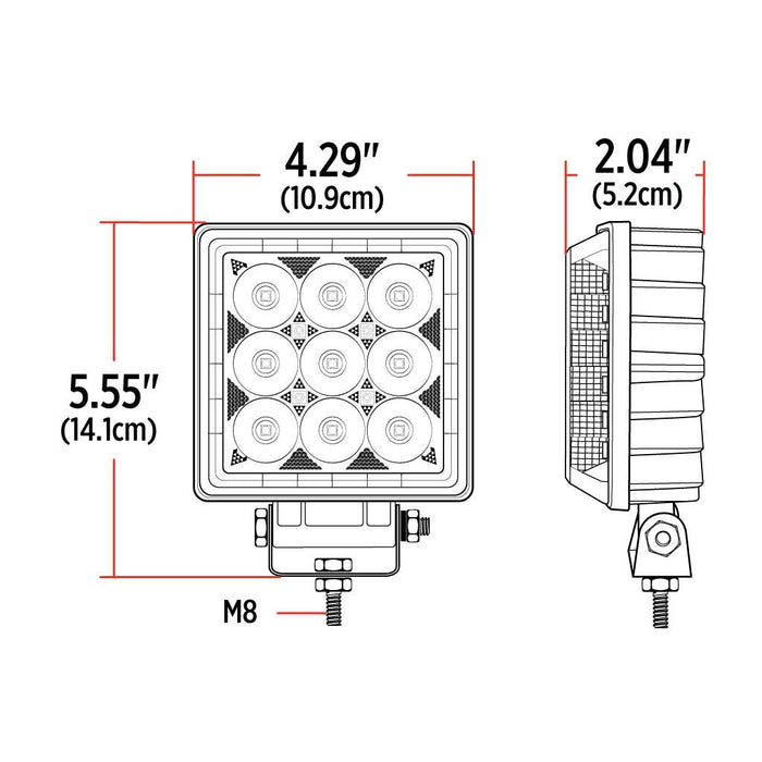 Black TLED-U120 4.25″ Radiant Series Square LED Work Lamp – Spot & Flood Combo | 4000 Lumens WORKLIGHT