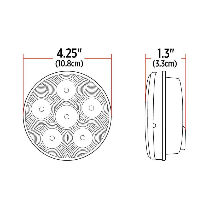 TLED-U16 4" Round High Power LED Worklamp with Bubble Lens & Reflector Cup (6 Diodes) 4" ROUND Light Gray