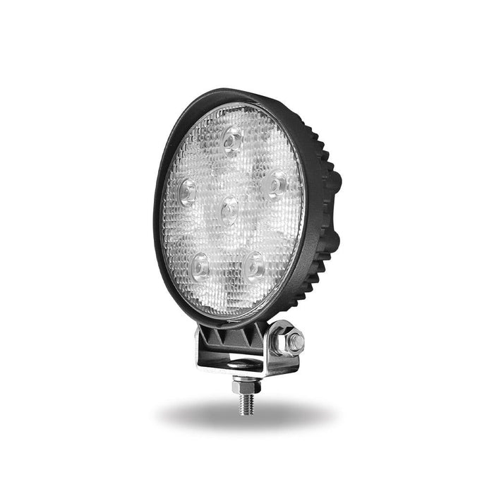 Gray Universal White Round Spot Work Light - Clear Lens - Black Housing (6 Diodes) - 600 Lumens WORKLIGHT