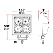 TLED-U27 Universal White Square Work Light with Flood Beam - Clear Lens - Black Housing (4 Diodes) - 4000 Lumens Work light Black