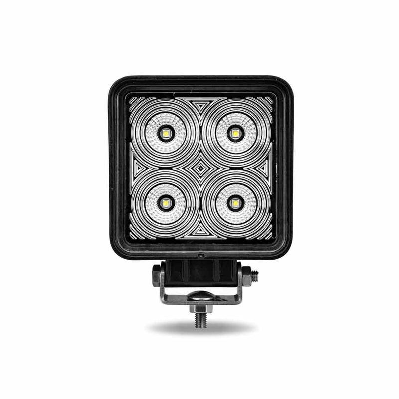 TLED-U27 Universal White Square Work Light with Flood Beam - Clear Lens - Black Housing (4 Diodes) - 4000 Lumens Work light Light Gray