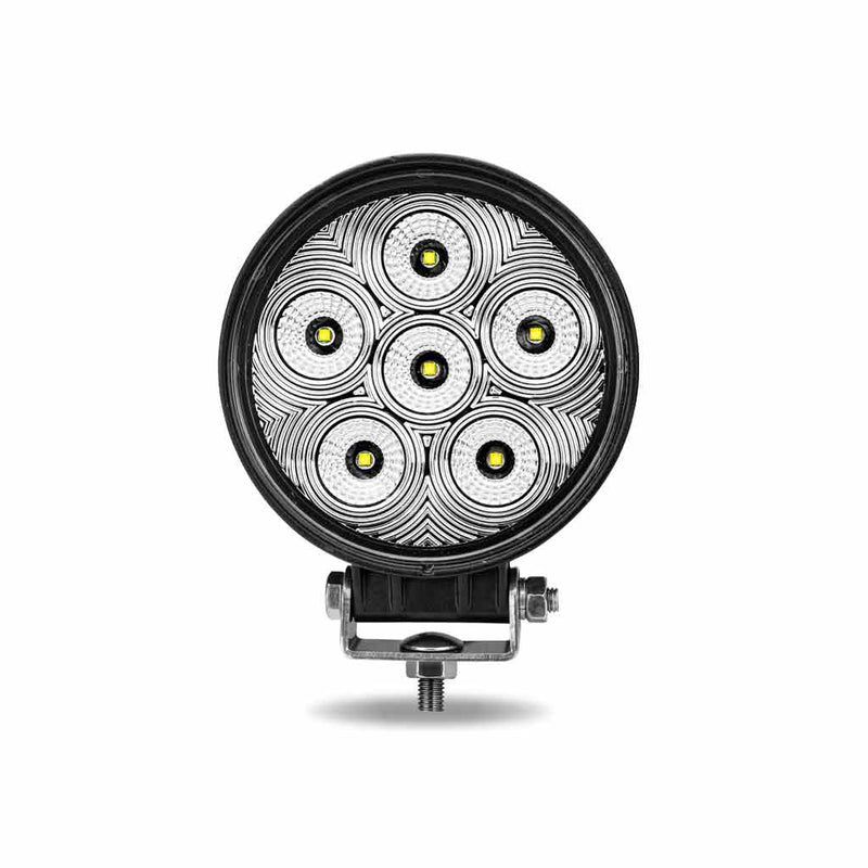 TLED-U28 Universal White Round Work Light with Flood Beam - Clear Lens - Black Housing (6 Diodes) - 2400 Lumens Work light Light Gray