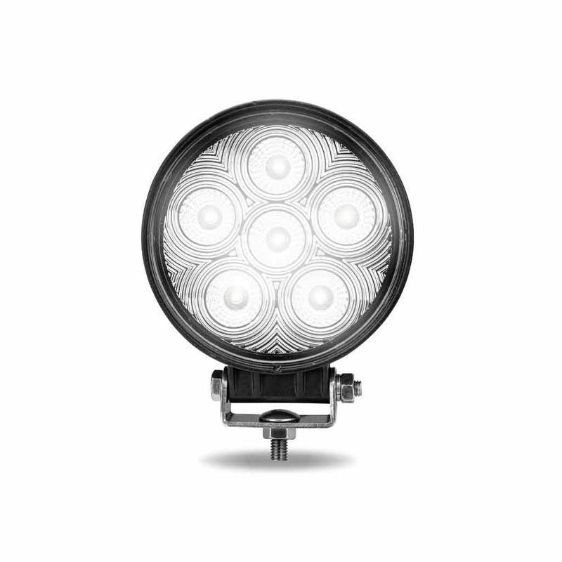 TLED-U28 Universal White Round Work Light with Flood Beam - Clear Lens - Black Housing (6 Diodes) - 2400 Lumens Work light Dark Slate Gray