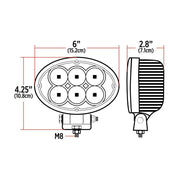 TLED-U29 Universal White Cree Oval Flood Work Light - Clear Lens - Black Housing (6 Diodes) - 5400 Lumens Work light Black