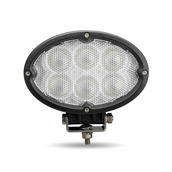 Gray Universal White Cree Oval Flood Work Light - Clear Lens - Black Housing (6 Diodes) - 5400 Lumens WORKLIGHT