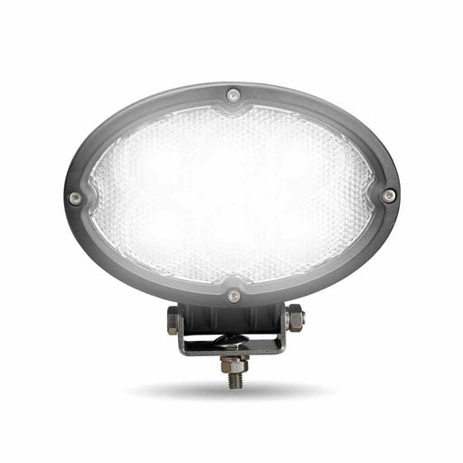 Light Gray Universal White Cree Oval Flood Work Light - Clear Lens - Black Housing (6 Diodes) - 5400 Lumens Work light