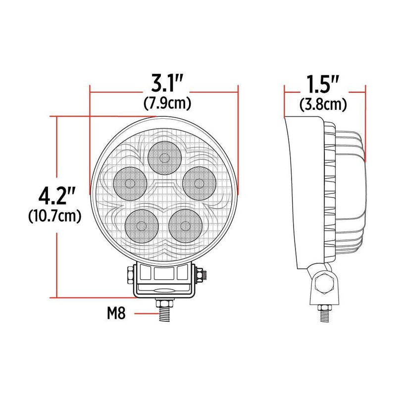 TLED-U34 Mini Round LED Spot Worklight - 900 Lumens (5 Diodes) Work light Light Gray