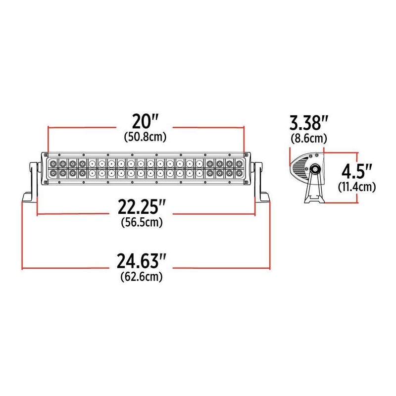 TLED-U66 20" Double Row Epistar LED Light Bar - Flood/Spot Combo (40 Diodes) - 4800 Lumens Work light Light Gray