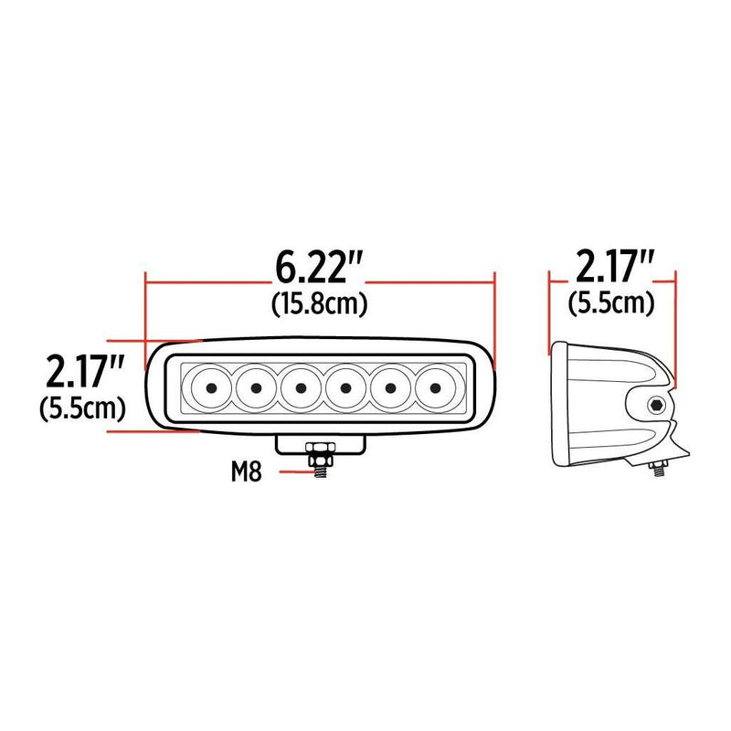 TLED-U98 Stellar Universal Rectangular High Powered LED Work Lamp (6 Diodes) - 900 Lumens - Flood Work light Antique White