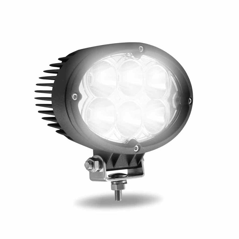 TLED-U9 Universal White Cree Oval Work Light - Clear Lens - Black Housing (6 Diodes) - 5400 Lumens Work light Light Gray