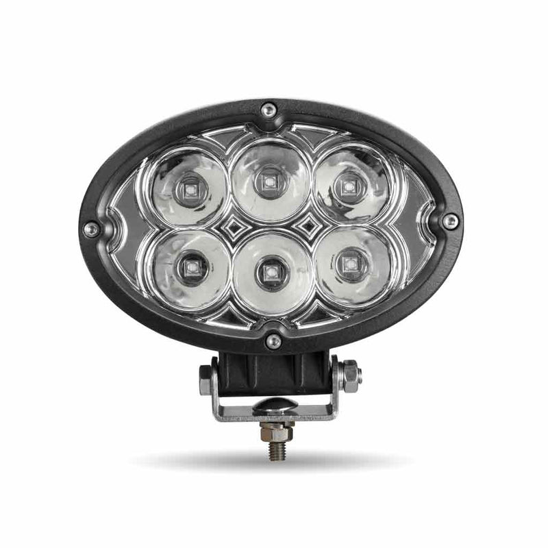 TLED-U9 Universal White Cree Oval Work Light - Clear Lens - Black Housing (6 Diodes) - 5400 Lumens Work light Dark Slate Gray