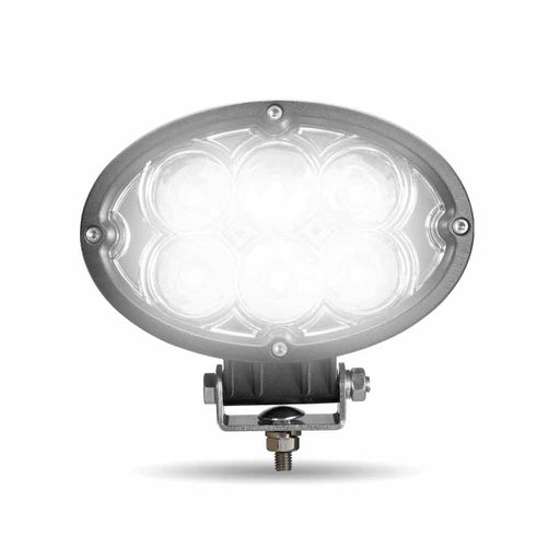 Light Gray Universal White Cree Oval Work Light - Clear Lens - Black Housing (6 Diodes) - 5400 Lumens Work light