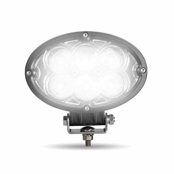 Light Gray Universal White Cree Oval Work Light - Clear Lens - Black Housing (6 Diodes) - 5400 Lumens WORKLIGHT