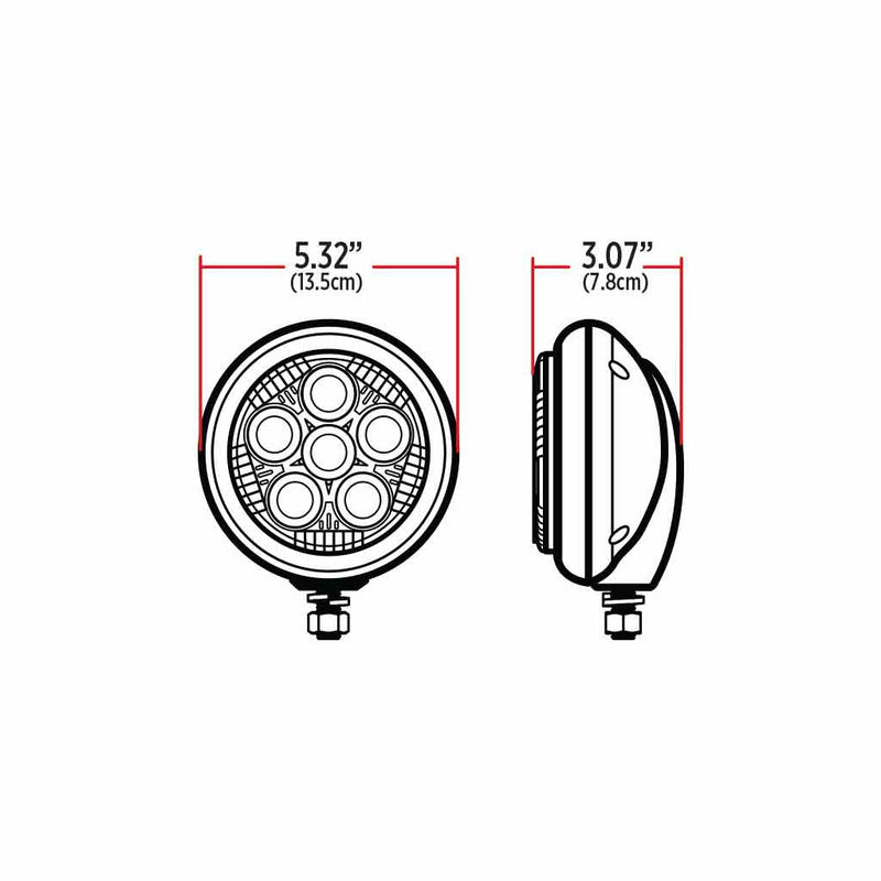TLED-UX1 5″ Legacy Series Chrome Round LED Work Light with Legacy Housing – Spot Beam | 2000 Lumens Work light Black