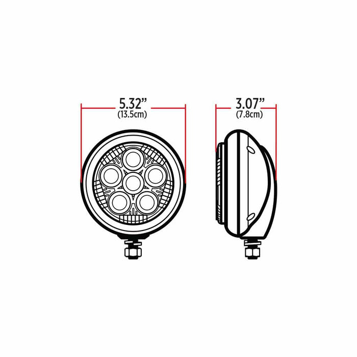 Black LEGACY SERIES ROUND LED LOAD/WORK LIGHT WITH BLACK FRONT - CHROME HOUSING LEGACY SERIES