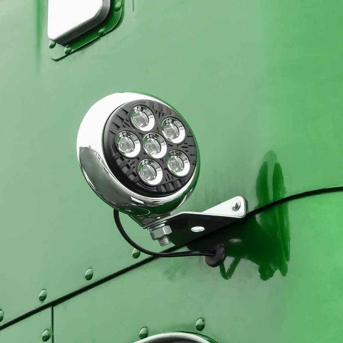 Dark Sea Green LEGACY SERIES ROUND LED LOAD/WORK LIGHT WITH BLACK FRONT - CHROME HOUSING LEGACY SERIES