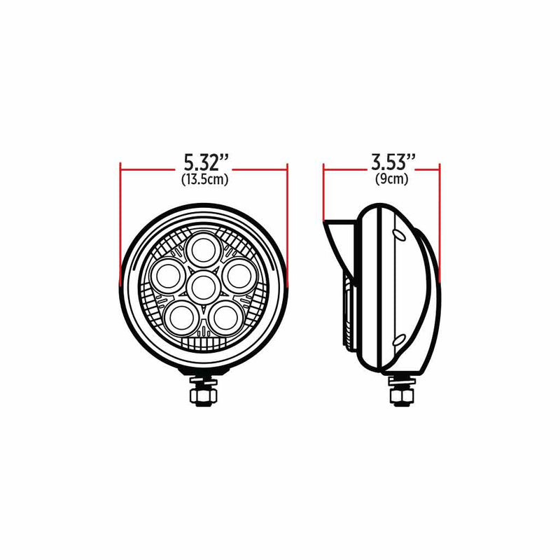 TLED-UX4 LEGACY SERIES ROUND LED LOAD/WORK LIGHT WITH CHROME FRONT - CHROME HOUSING - CHROME VISOR Work light Black