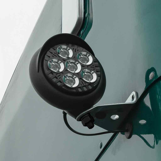 Light Slate Gray LEGACY SERIES ROUND LED LOAD/WORK LIGHT WITH BLACK FRONT - BLACK HOUSING - BLACK VISOR Work light