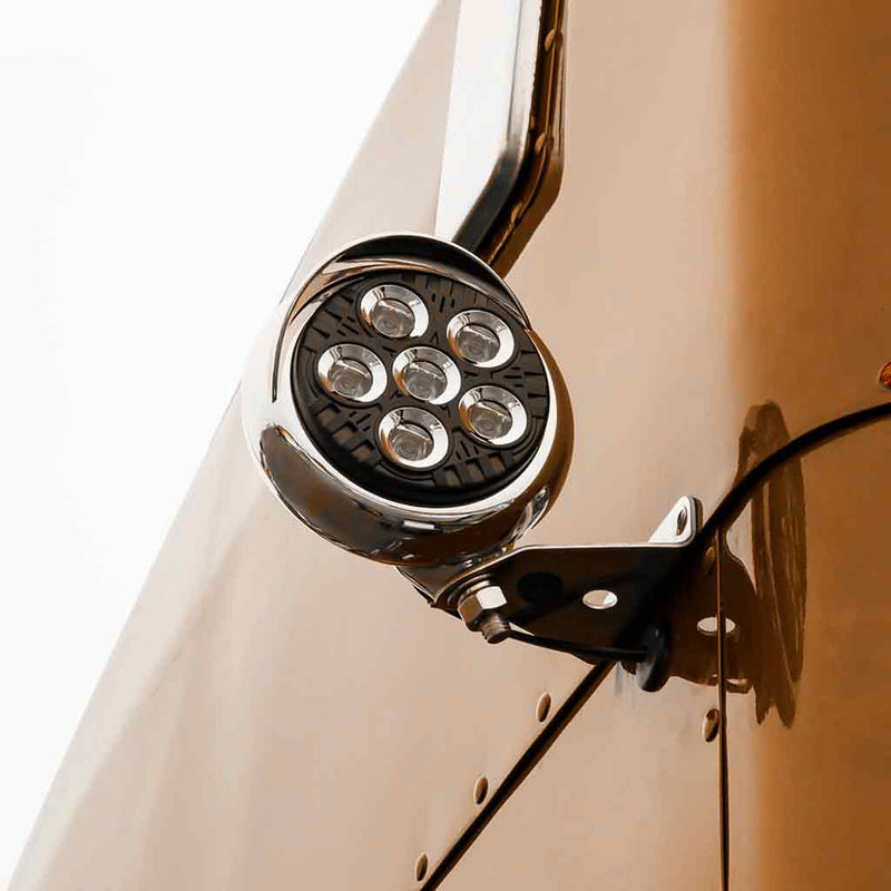 TLED-UX6 LEGACY SERIES ROUND LED LOAD/WORK LIGHT WITH BLACK FRONT - CHROME HOUSING - CHROME VISOR Work light Tan