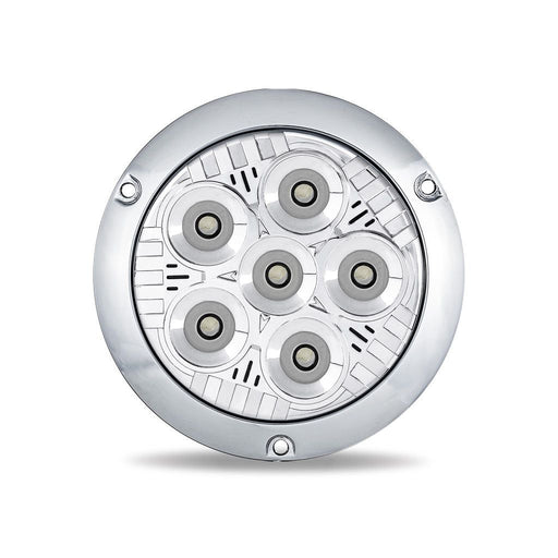 Light Gray LEGACY SERIES ROUND 4" FLANGE MOUNT LED LOAD/WORK LIGHT WITH CHROME FRONT - CHROME FLANGE LEGACY SERIES