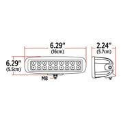 TLED-W4 Universal White Rectangular High Powered LED Work Lamp with Amber Strobe (18 Diodes) - 1400 Lumens Work light Light Gray