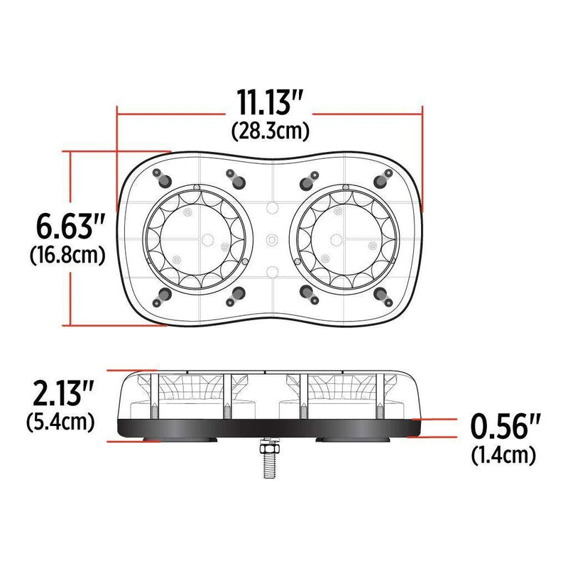 Permanent Mount 3 Flash Light Bar - 1440 LM (18 Diodes) STROBE Light Gray