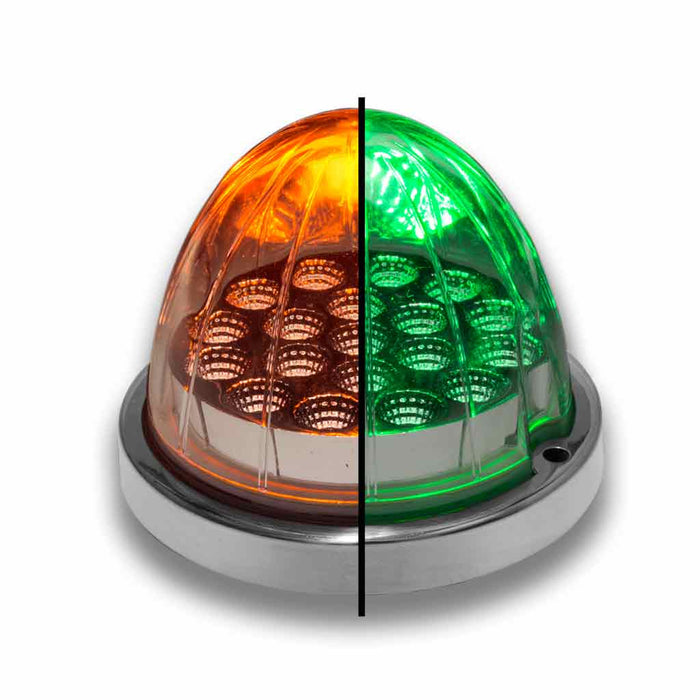 Dark Gray Dual Revolution Amber/Green Watermelon LED with Reflector Cup & Lock Ring (19 Diodes) watermelon sealed led