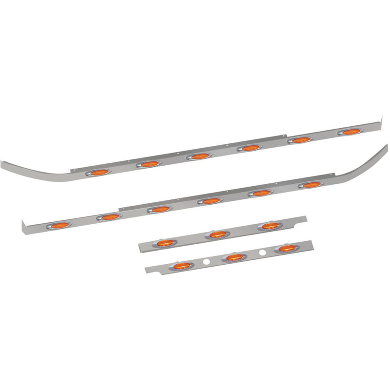 TP-10140LM Peterbilt 579 Cab, 72" Sleeper & Extension Panel Kit with 2 Block Heater Holes & 18 G4 LEDs Dark Gray