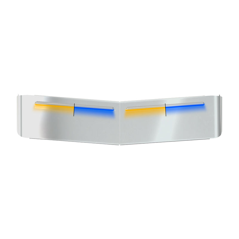 TSUN-K52AB KW. 13″ Curved Glass Post-Mount Louvered Sun Visor – Dual Glow Strips (Amber/Blue) VISOR Light Gray